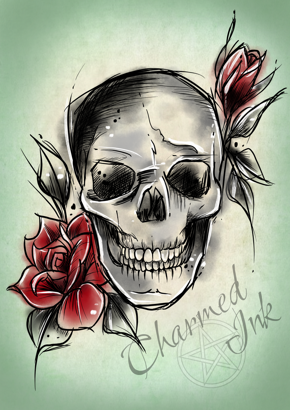 Skull & Roses Illustration